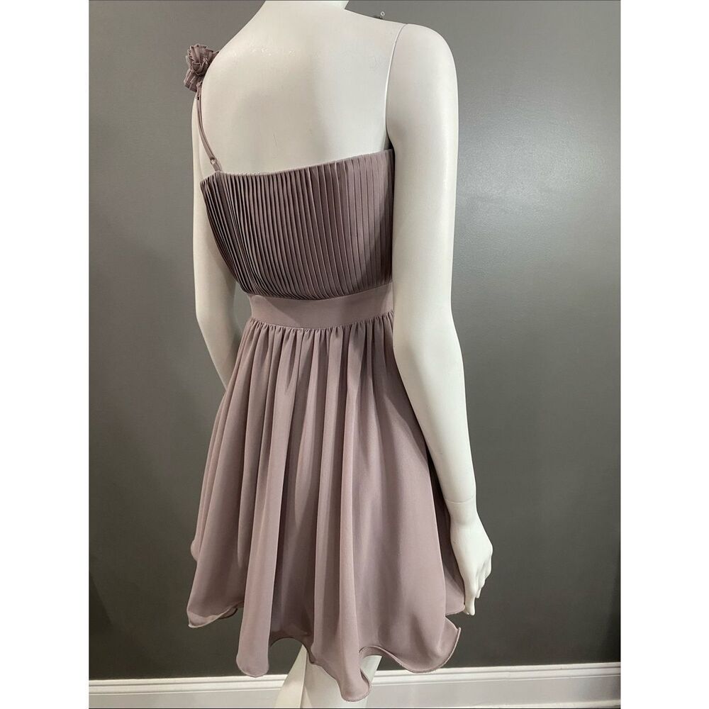 MM Couture One-Shoulder Pleated Chiffon Dress in Mauve Size XS - Picture 7 of 11
